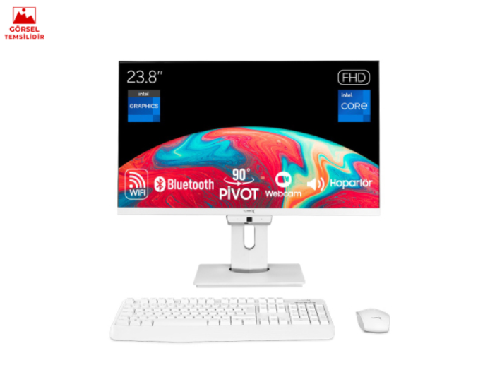 Turbox TAx1897 i7 9700 12GB Ram 512GB SSD 23.8 inç FHD Pivot WiFi BT Webcam All in One PC