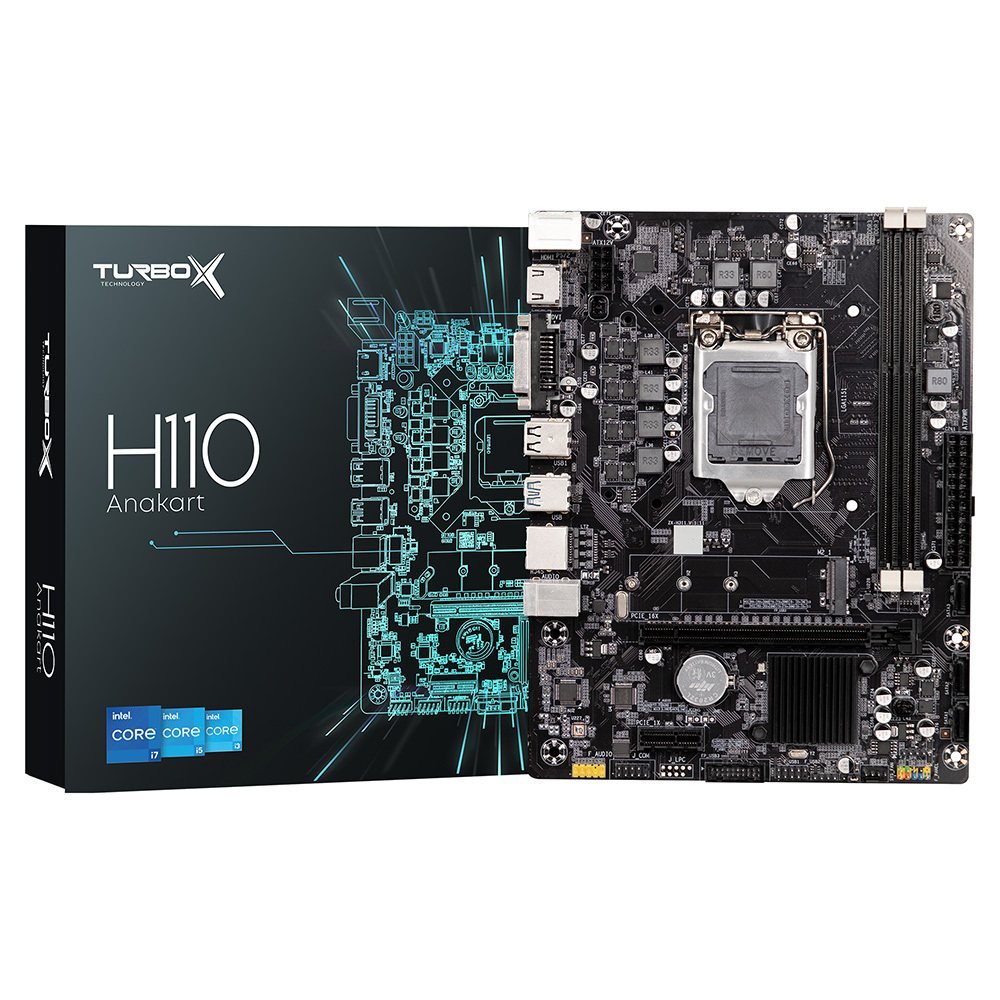 Turbox TitanX D3 H110 Sata,M2 Ddr3 Usb 3.0 Dvı Hdmi Ses G.Lan 1151P 6.7.8.9 Gen Anakart