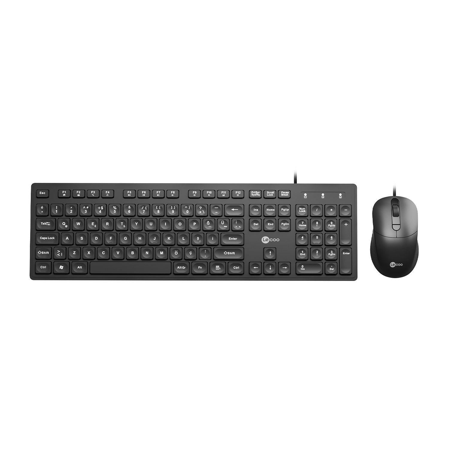 Lecoo CM102 USB Kablolu Türkçe Q Klavye & Mouse Set Siyah