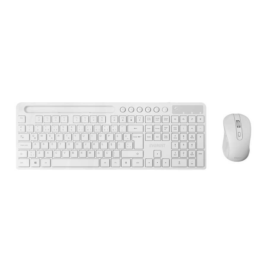 Everest KM-730 Kablosuz Beyaz Multimedya Standart Q Klavye ve Mouse Set