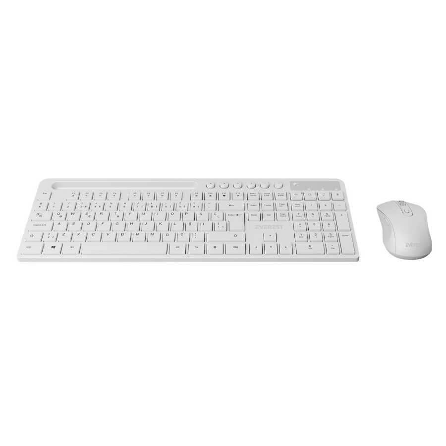 Everest KM-730 Kablosuz Beyaz Multimedya Standart Q Klavye ve Mouse Set