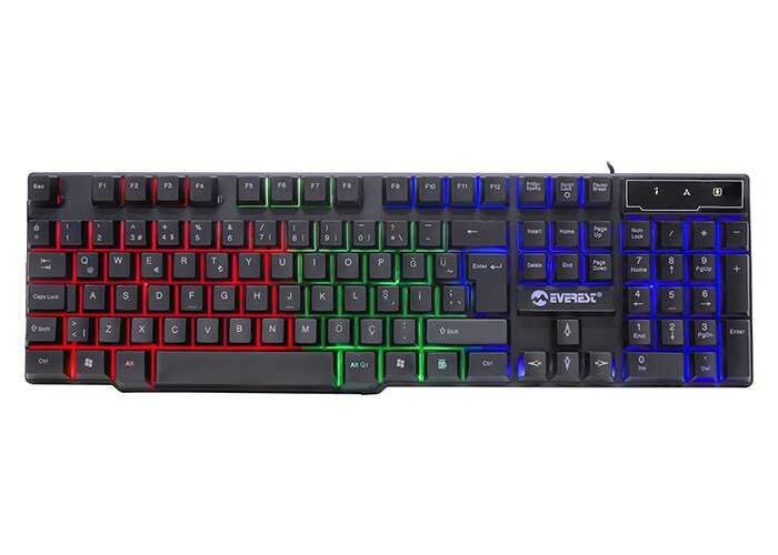 Everest KM-G77 X-Vayne USB Kablolu Siyah Gaming Standart Q Rainbow Aydınlatmalı Klavye ve Mouse Set