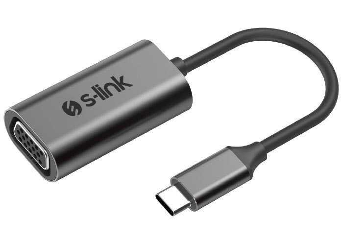 ÇEVİRİCİ S-LİNK SWAPP SW-U514 GRİ METAL TYPE-C TO VGA ADAPTÖR