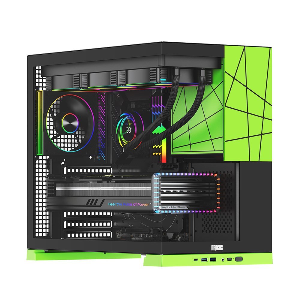 Dragos Prizma 5x Argb Fan Type-C 750W 80+ Bronze PCIe 5.1 ATX 3.0 ATX Mid Tower Kasa Yeşil