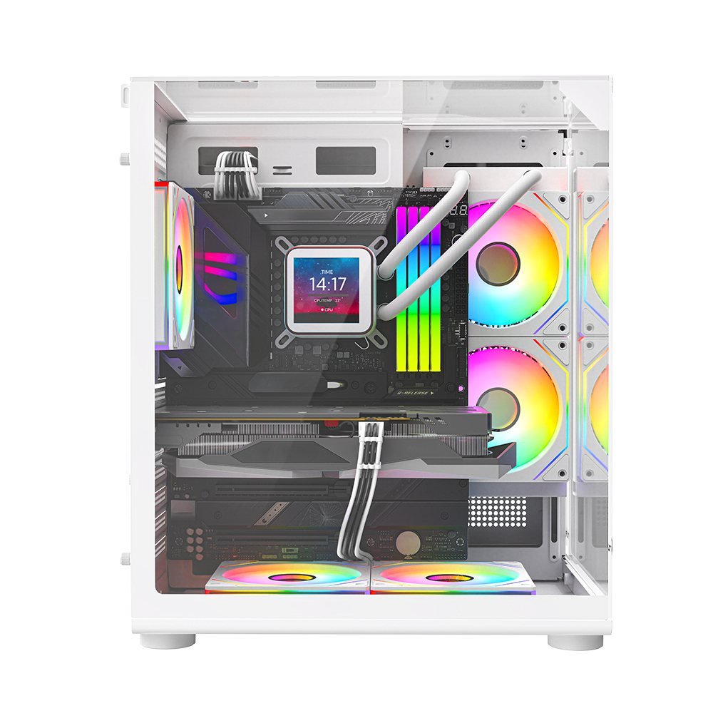 Turbox Teras Akvaryum Cam Tasarım Beyaz 4XARGB Fan 500W PSU USB 3.0 ATX Oyuncu Bilgisayar Kasası